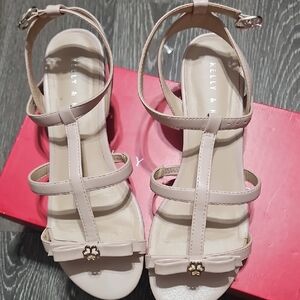 Kelly & Katie Blush Pink T-Strap Bow Sandals